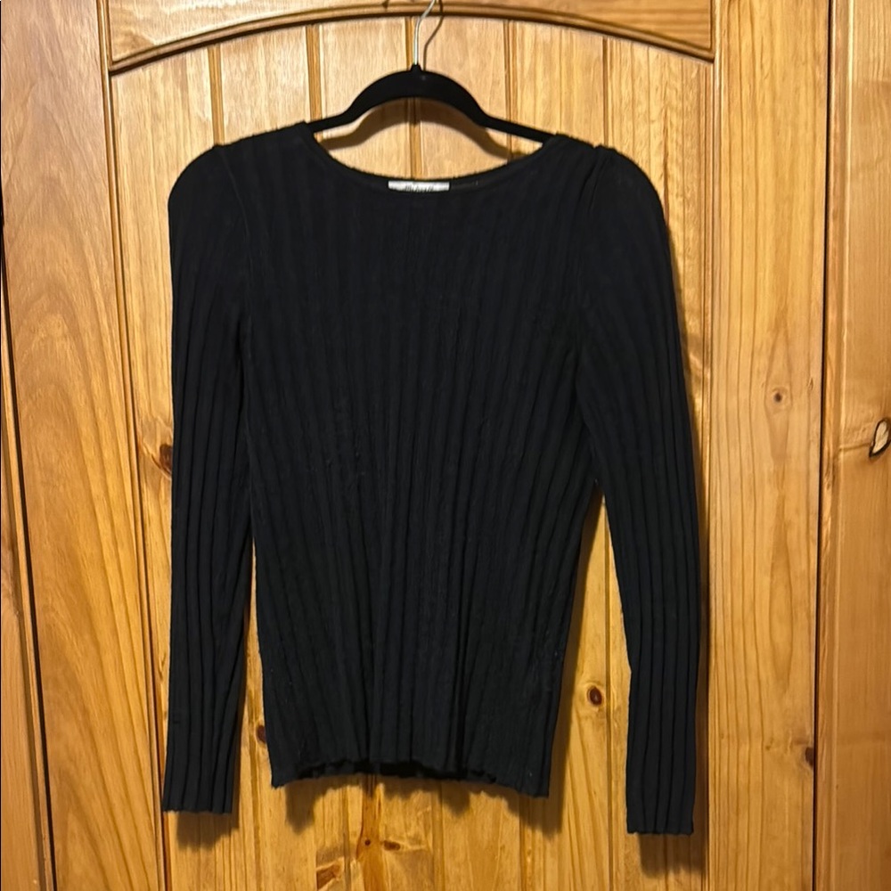 Black loose Ribbed Long Sleeve sweater alpaca Top Madewell size small